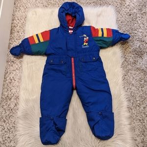 Vintage Healthtex blue, red, green and yellow football snowsuit size 12 months